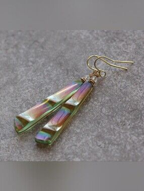 Carnival Glass Earrings Imperial Ripple Art Deco
